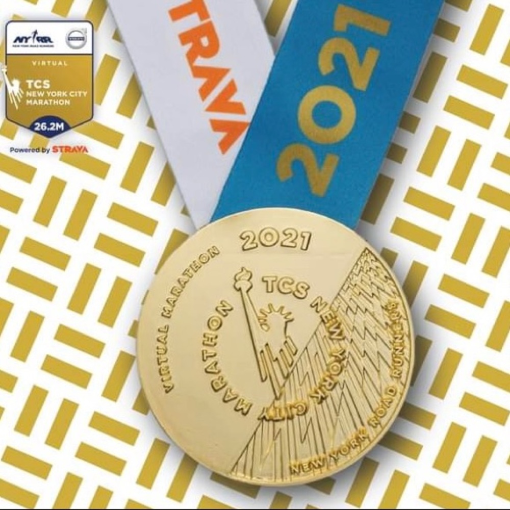 New York City virtual marathon medal 2021.